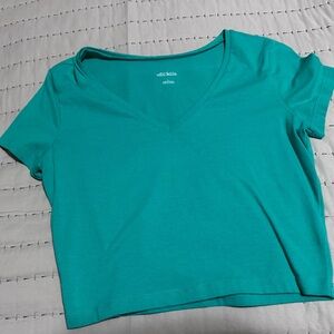 Wild Fable Turquoise V-Neck Crop Top
